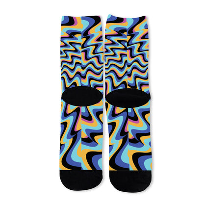 Psychedelic Illusory Motion Print Long Socks