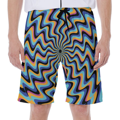 Psychedelic Illusory Motion Print Men's Beach Shorts