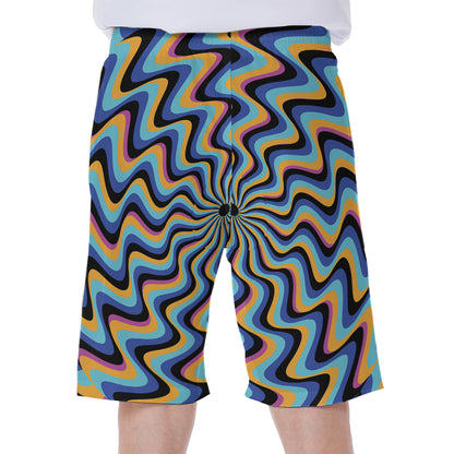 Psychedelic Illusory Motion Print Men's Beach Shorts