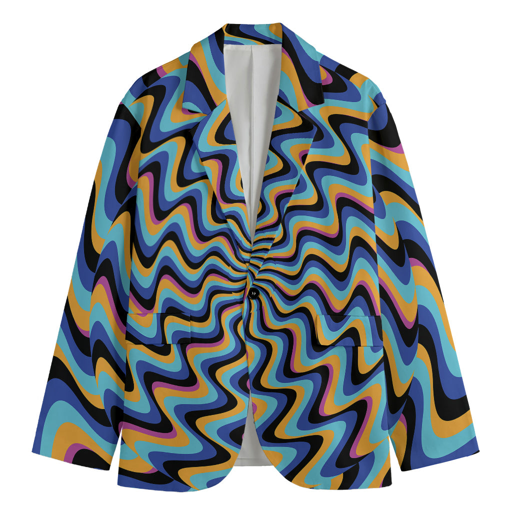 Psychedelic Illusory Motion Print Men's Blazer
