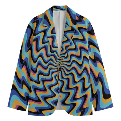 Psychedelic Illusory Motion Print Men's Blazer