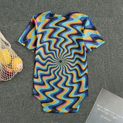 Psychedelic Illusory Motion Print Men's Bodysuit