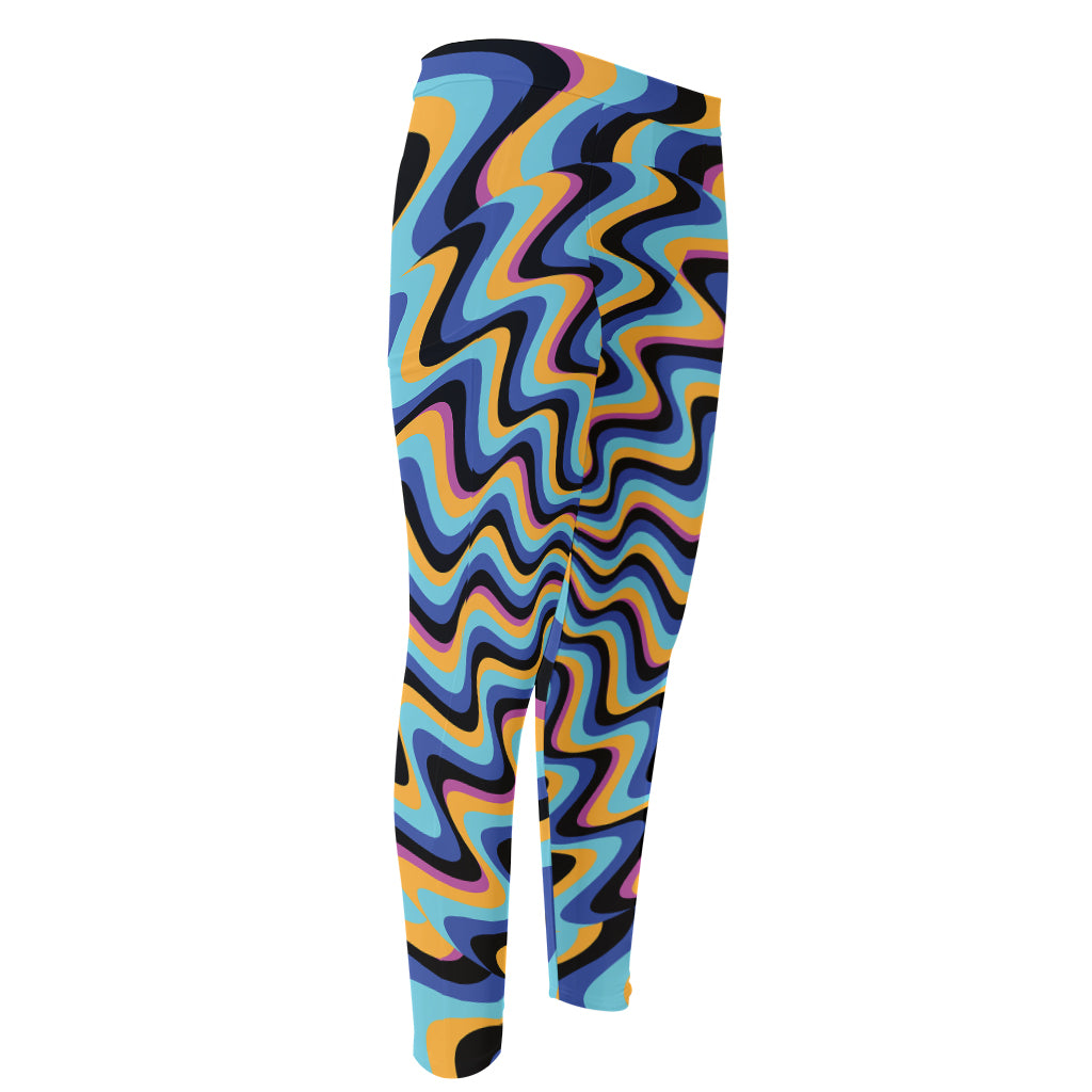 Psychedelic Illusory Motion Print Men's Compression Pants