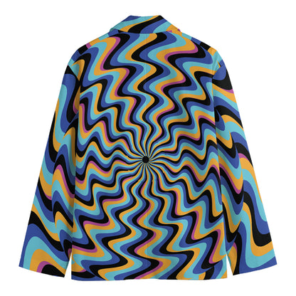 Psychedelic Illusory Motion Print Men's Cotton Blazer