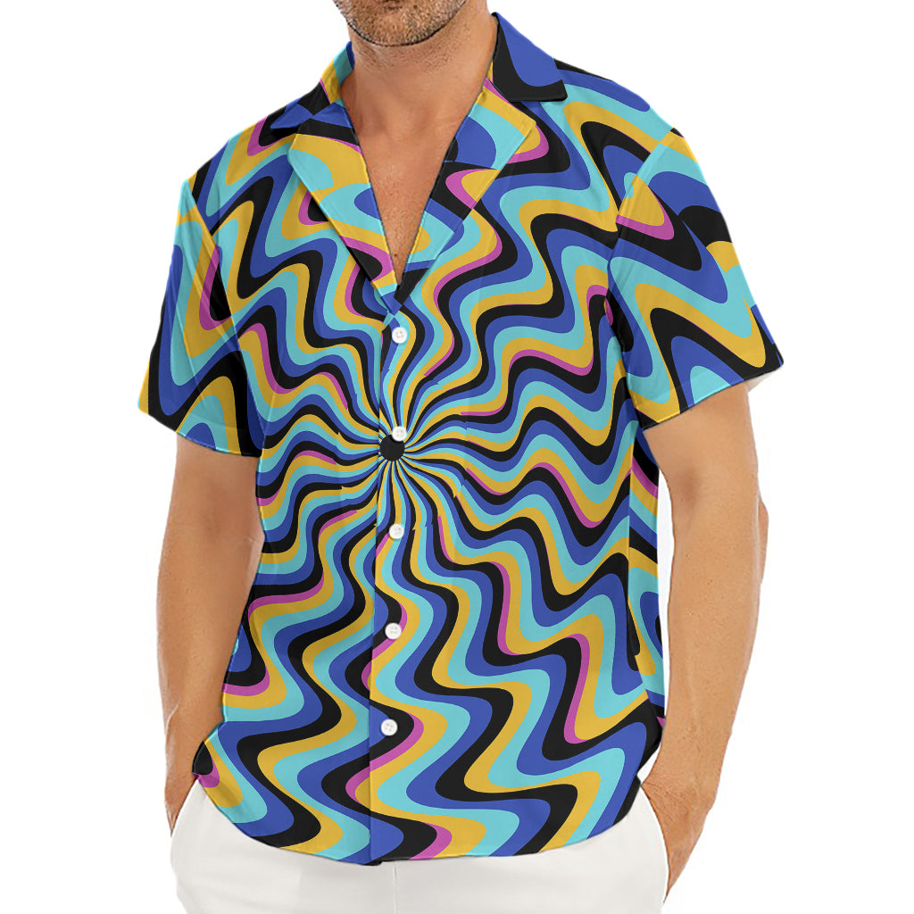 Psychedelic Illusory Motion Print Men's Deep V-Neck Shirt