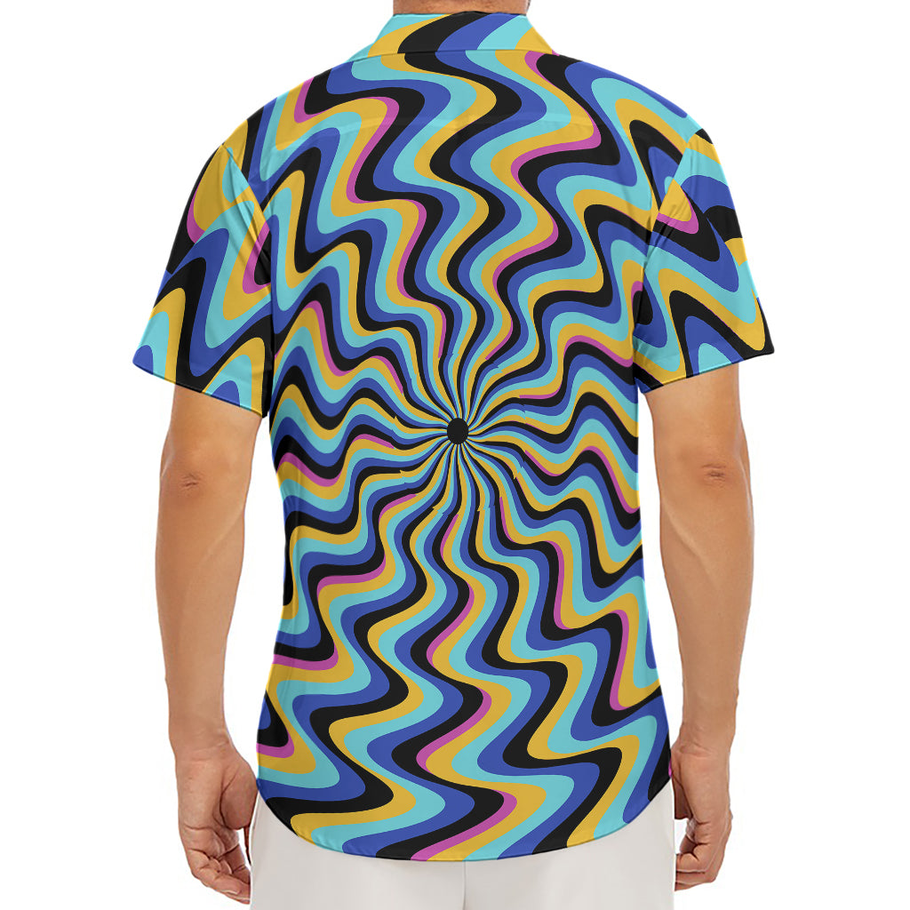 Psychedelic Illusory Motion Print Men's Deep V-Neck Shirt