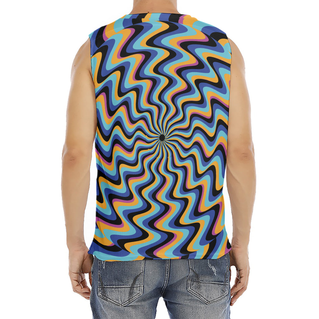 Psychedelic Illusory Motion Print Men's Fitness Tank Top
