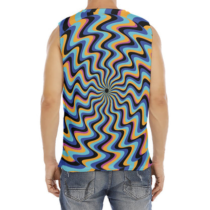 Psychedelic Illusory Motion Print Men's Fitness Tank Top
