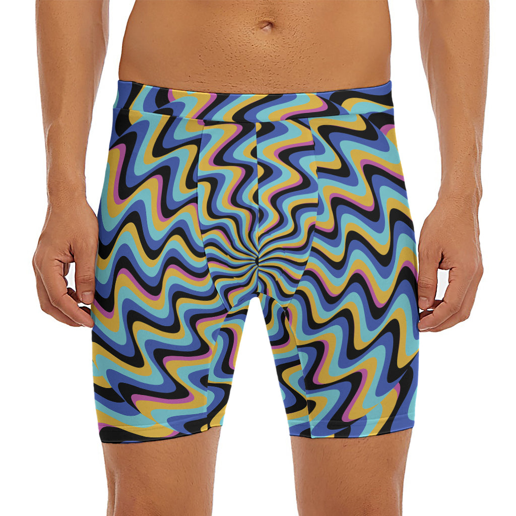 Psychedelic Illusory Motion Print Men's Long Boxer Briefs