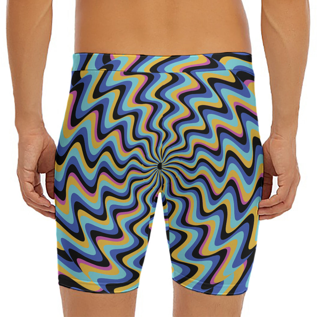 Psychedelic Illusory Motion Print Men's Long Boxer Briefs