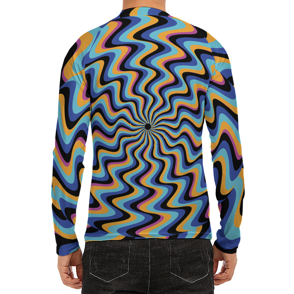 Psychedelic Illusory Motion Print Men's Long Sleeve Rash Guard