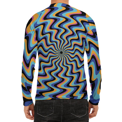 Psychedelic Illusory Motion Print Men's Long Sleeve Rash Guard