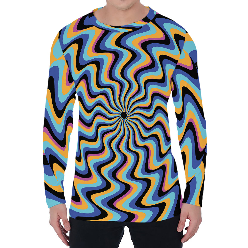 Psychedelic Illusory Motion Print Men's Long Sleeve T-Shirt