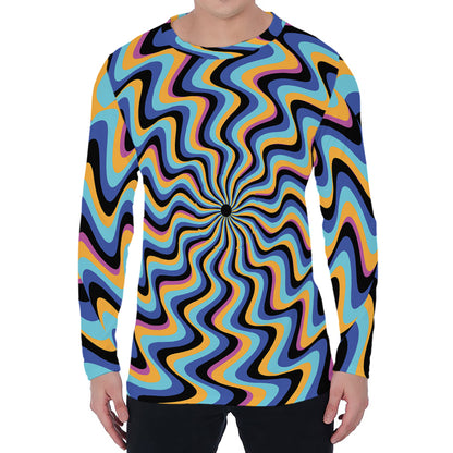 Psychedelic Illusory Motion Print Men's Long Sleeve T-Shirt