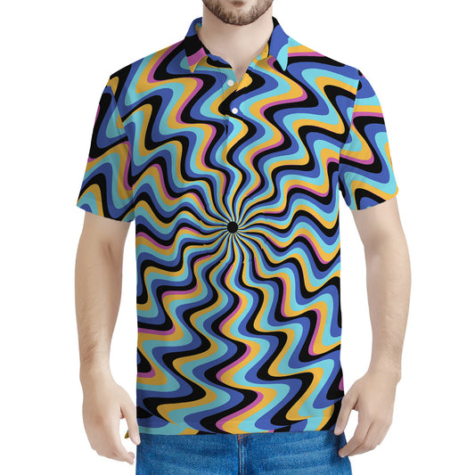Psychedelic Illusory Motion Print Men's Polo Shirt