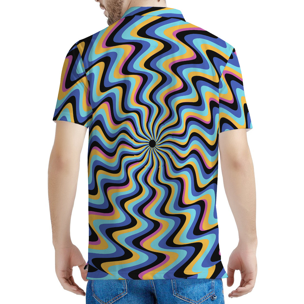 Psychedelic Illusory Motion Print Men's Polo Shirt