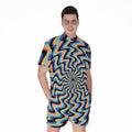 Psychedelic Illusory Motion Print Men's Romper