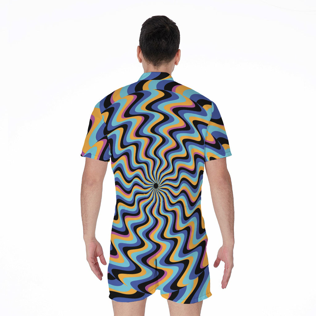 Psychedelic Illusory Motion Print Men's Rompers