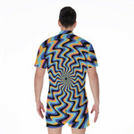 Psychedelic Illusory Motion Print Men's Rompers