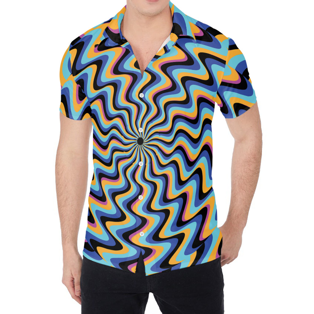 Psychedelic Illusory Motion Print Men's Shirt