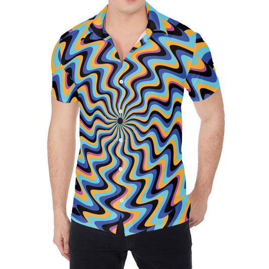 Psychedelic Illusory Motion Print Men's Shirt