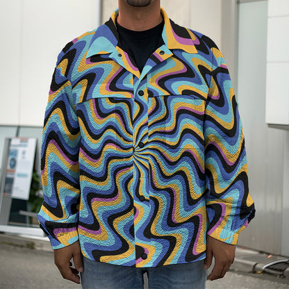 Psychedelic Illusory Motion Print Men's Shirt Jacket