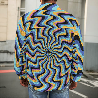 Psychedelic Illusory Motion Print Men's Shirt Jacket