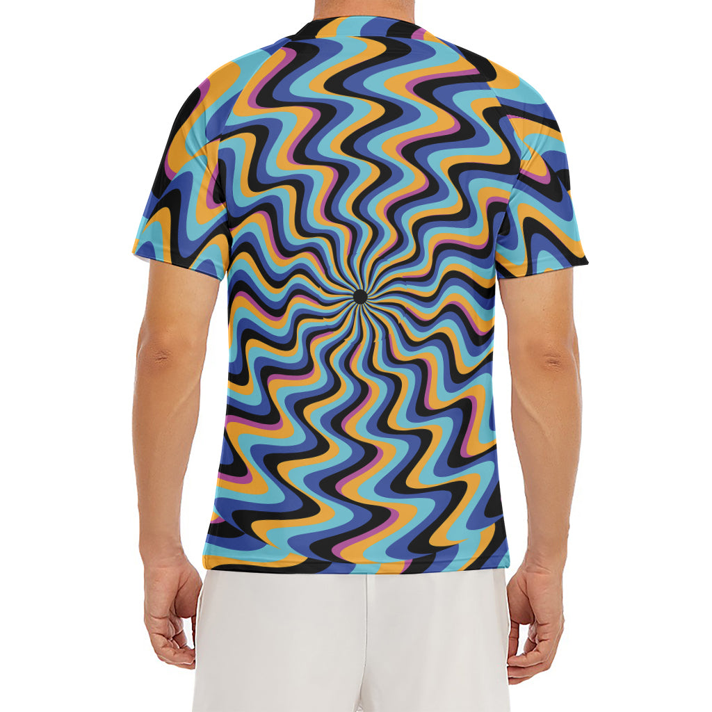 Psychedelic Illusory Motion Print Men's Short Sleeve Rash Guard