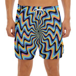 Psychedelic Illusory Motion Print Men's Split Running Shorts