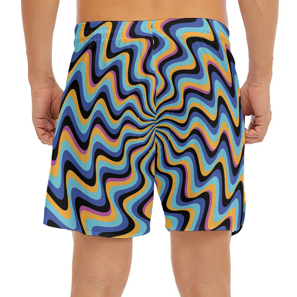 Psychedelic Illusory Motion Print Men's Split Running Shorts