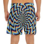 Psychedelic Illusory Motion Print Men's Split Running Shorts