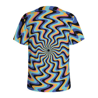 Psychedelic Illusory Motion Print Men's Sports T-Shirt