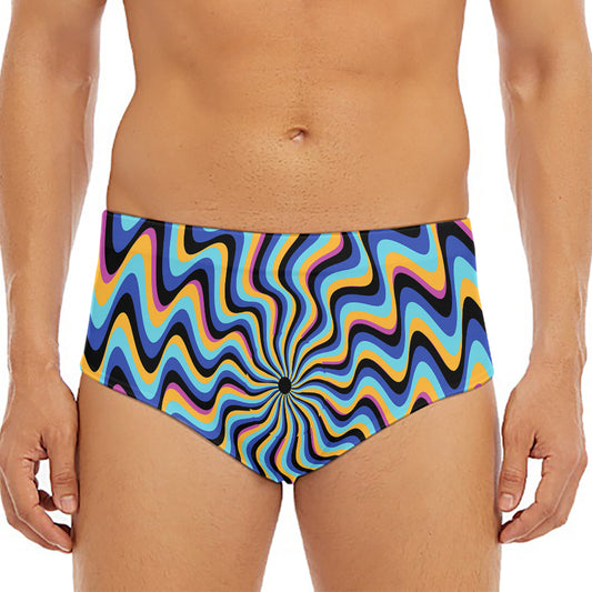 Psychedelic Illusory Motion Print Men's Triangle Swim Briefs