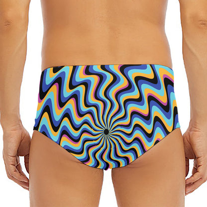 Psychedelic Illusory Motion Print Men's Triangle Swim Briefs