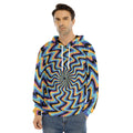 Psychedelic Illusory Motion Print Men's Velvet Pullover Hoodie