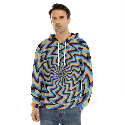 Psychedelic Illusory Motion Print Men's Velvet Pullover Hoodie