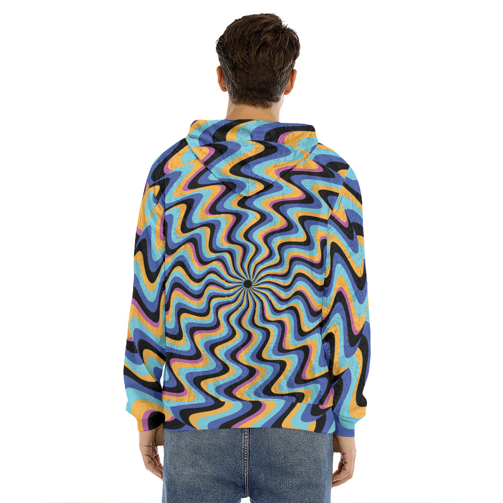 Psychedelic Illusory Motion Print Men's Velvet Pullover Hoodie