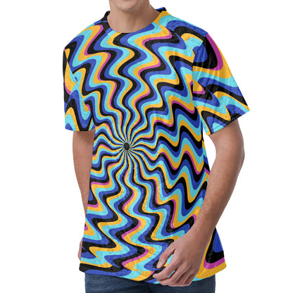 Psychedelic Illusory Motion Print Men's Velvet T-Shirt