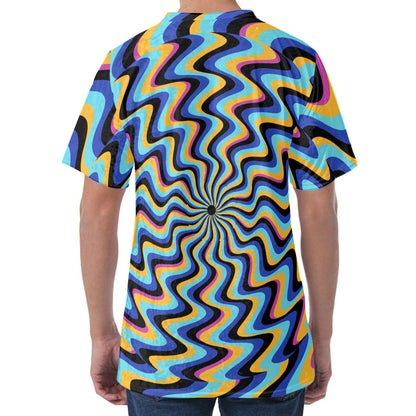 Psychedelic Illusory Motion Print Men's Velvet T-Shirt