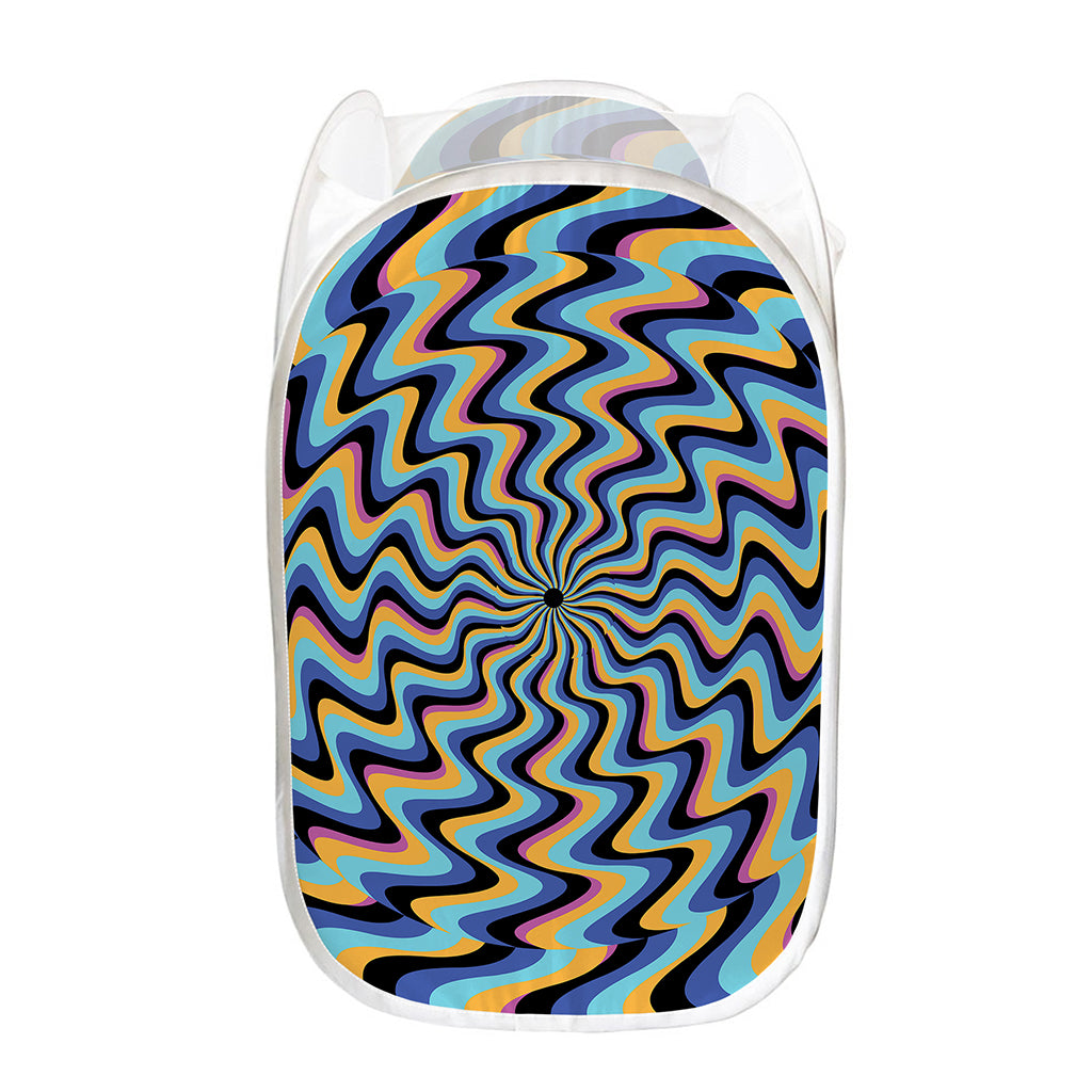 Psychedelic Illusory Motion Print Mesh Laundry Hamper
