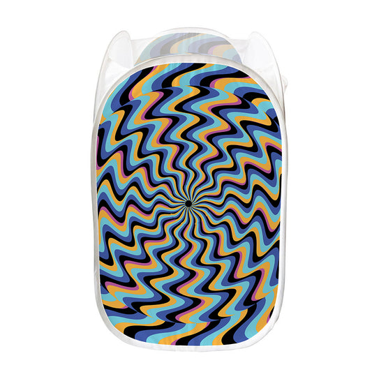 Psychedelic Illusory Motion Print Mesh Laundry Hamper