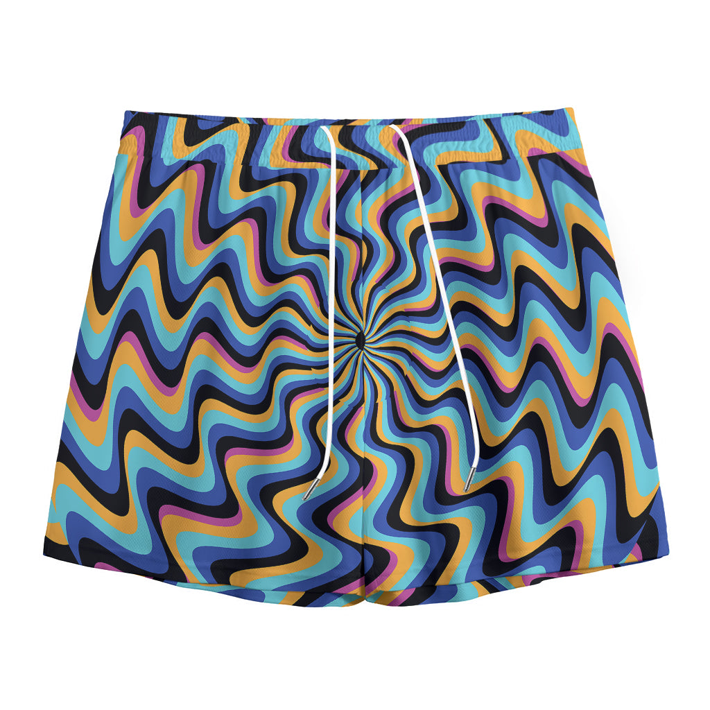Psychedelic Illusory Motion Print Mesh Shorts