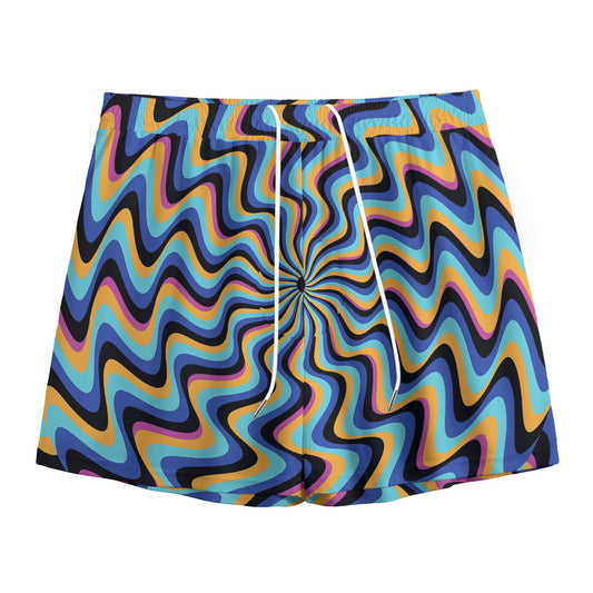 Psychedelic Illusory Motion Print Mesh Shorts