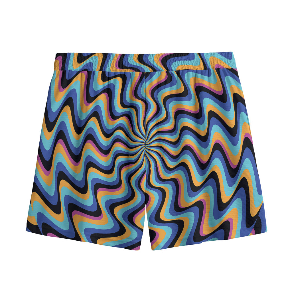Psychedelic Illusory Motion Print Mesh Shorts
