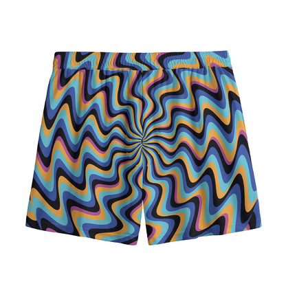 Psychedelic Illusory Motion Print Mesh Shorts