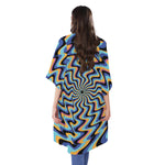 Psychedelic Illusory Motion Print Open Front Beach Cover Up