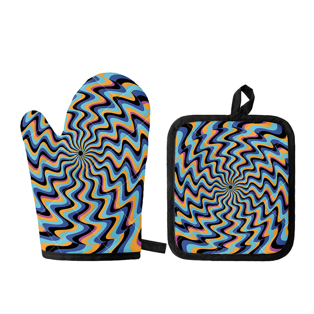 Psychedelic Illusory Motion Print Oven Mitt And Pot Holder Set