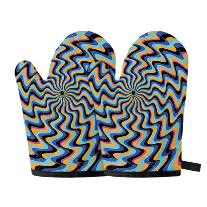 Psychedelic Illusory Motion Print Oven Mitts