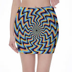 Psychedelic Illusory Motion Print Pencil Mini Skirt