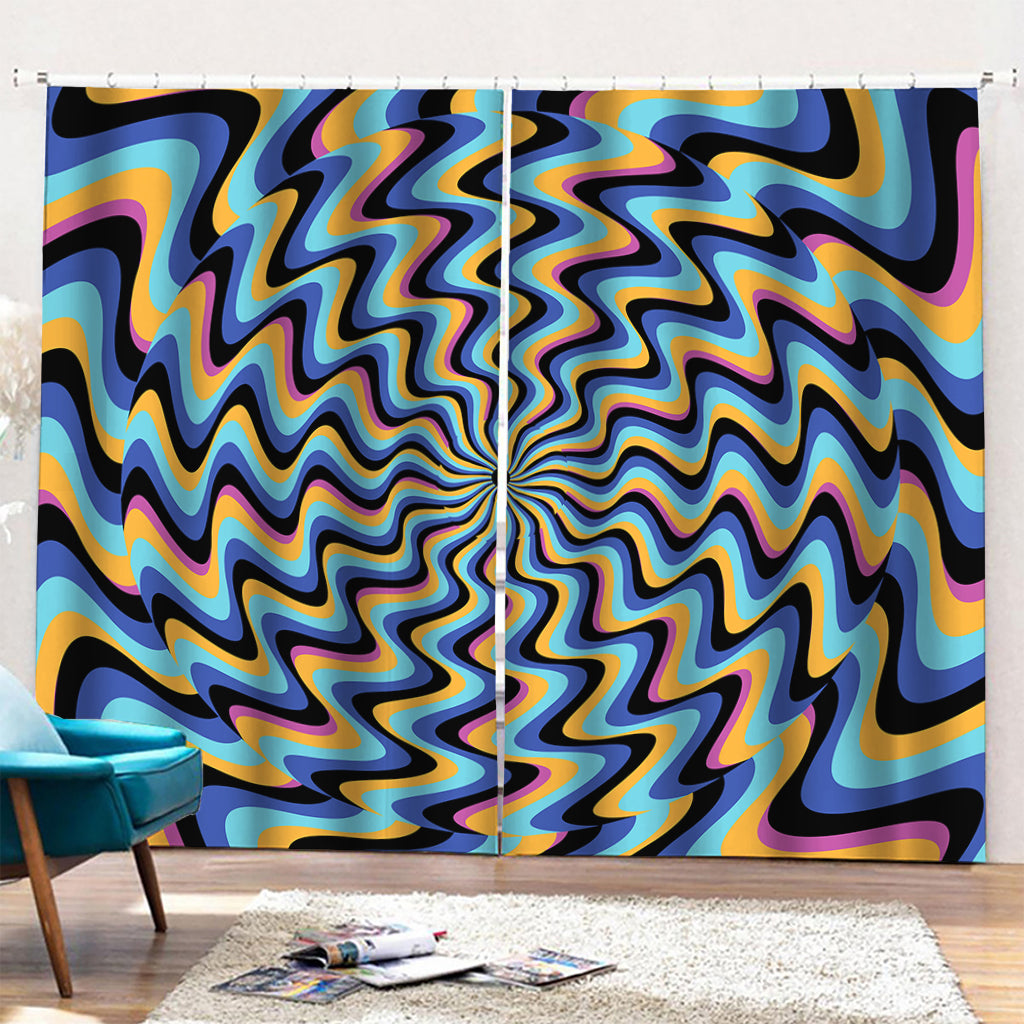 Psychedelic Illusory Motion Print Pencil Pleat Curtains